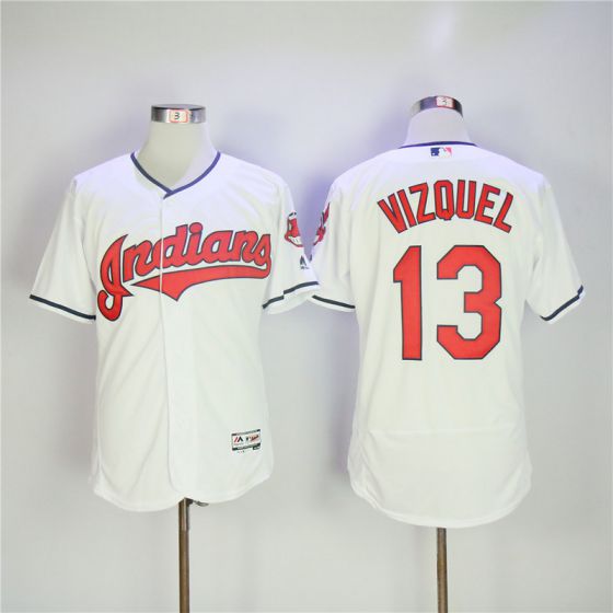 Men Cleveland Indians #13 Vizquel Whtie Elite MLB Jerseys